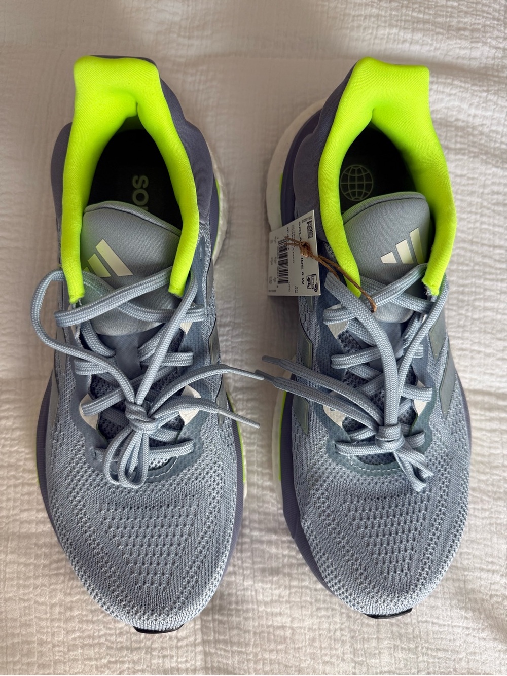 adidas Solarglide 6 Women's Light Gray and Neon Yellow Running Shoes